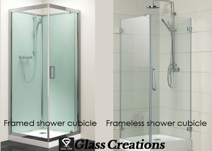 Frame and frameless shower cubicle